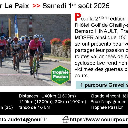 Flyer cyclosportive Courir pour la Paix 2026